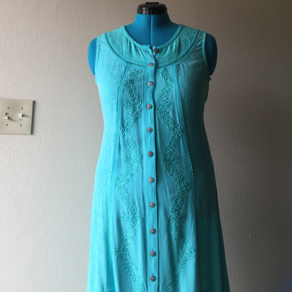 Vicki Wayne Aqua Green Sleeveless Dress